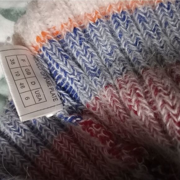 Jing Cheng 6 Careless Mohair Angora Multiclor Longslvs Strips Full Zipper Women - Picture 5 of 11